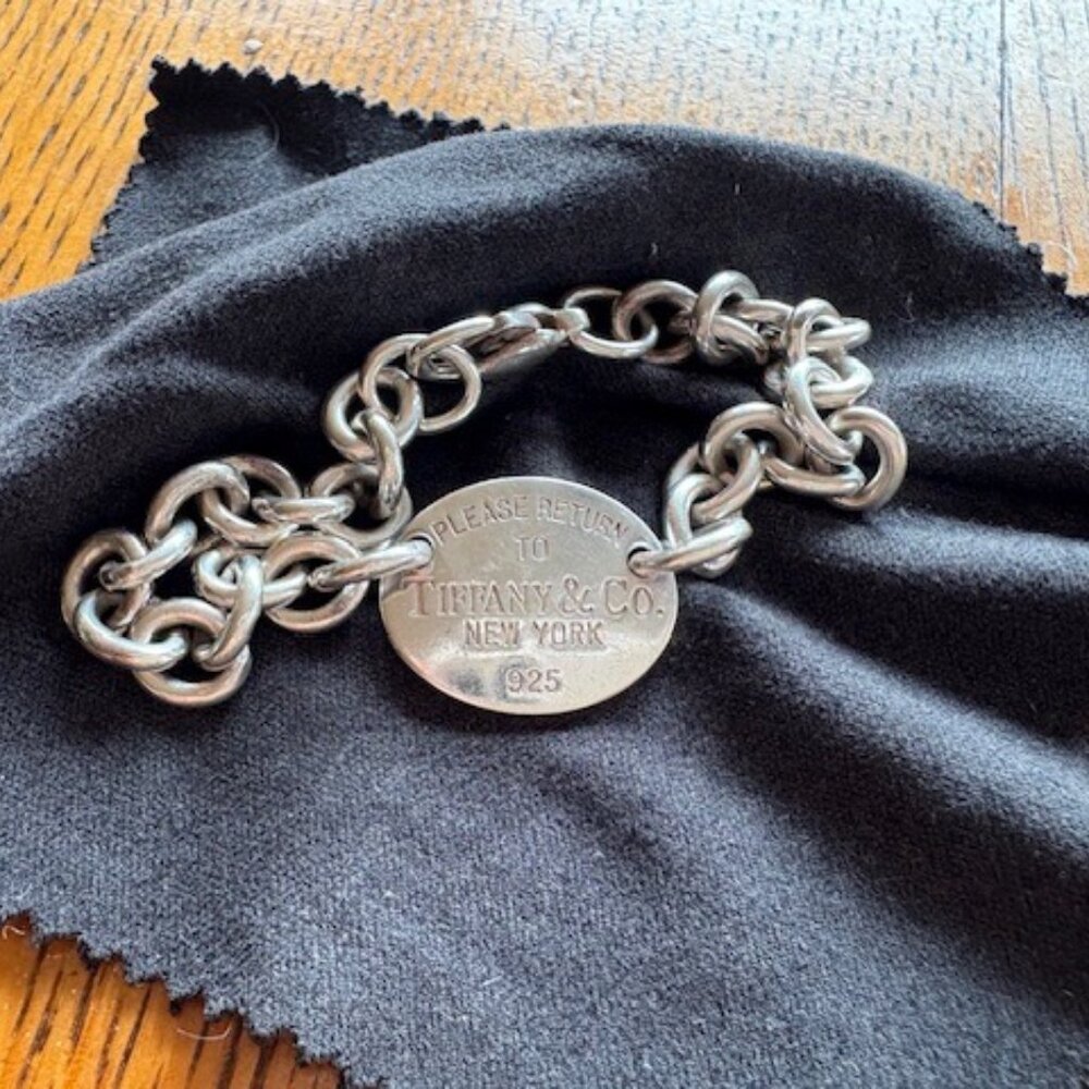 Tiffany & Co Silver Please Return To New York 925 Oval Tag Bracelet